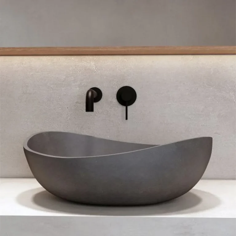 Karag Lavabo da appoggio rettangolare Eris terrazzo 57x37 cm cement con valvola inclusa